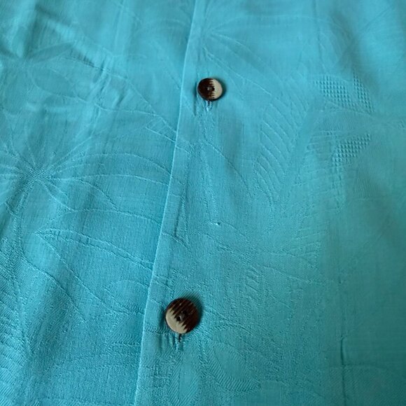 Tommy Bahama Short Sleeve Floral Textured Woven Silk Solid Green Shirt Size XL - Picture 9 of 16